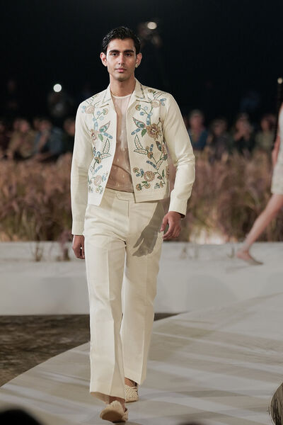 Oren Embroidered Jacket Set - Off White